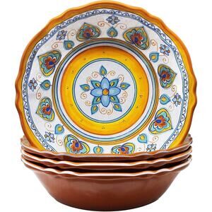 Le Cadeaux Siena Yellow 7.5" Melamine Cereal Bowl - Set of 4 NEW